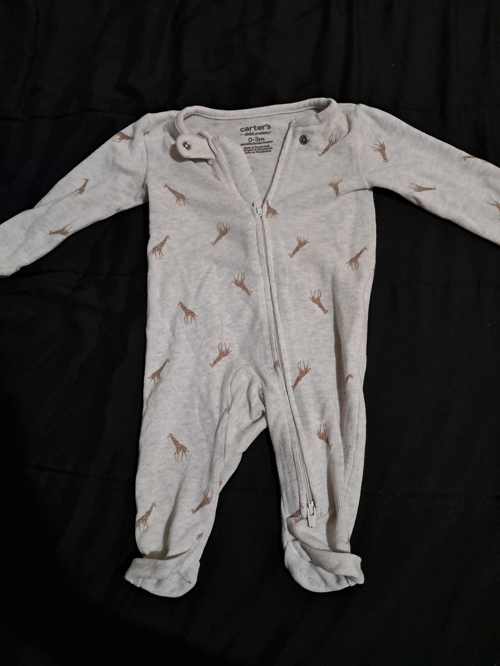 Carter's Light Gray Giraffe Print Footed One-Piece